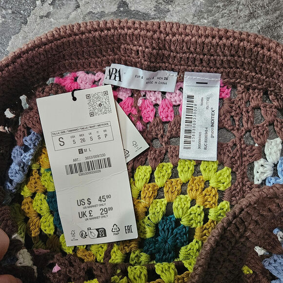 Zara Crotchet Granny Square Boho Festival Knit Colorful Shorts Size Small - Picture 3 of 7